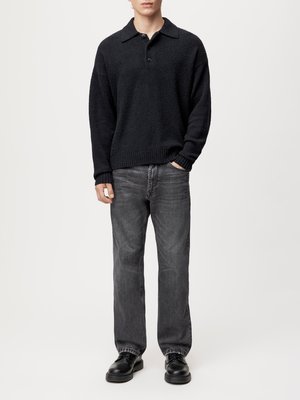 Langarm Heavy-Frottee-Poloshirt mit Stretchanteil