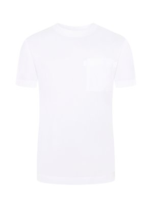 Unifarbenes Stretch-T-Shirt mit aufgesetzter Brusttasche, Relaxed Fit