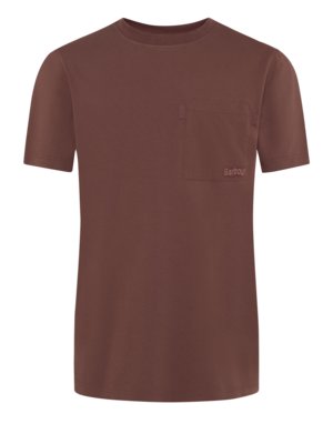 Unifarbenes Stretch-T-Shirt mit aufgesetzter Brusttasche, Relaxed Fit