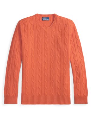 Zopfstrick-Pullover aus Kaschmir mit O-Neck
