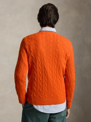 Zopfstrick-Pullover aus Kaschmir mit O-Neck