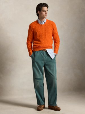 Zopfstrick-Pullover aus Kaschmir mit O-Neck