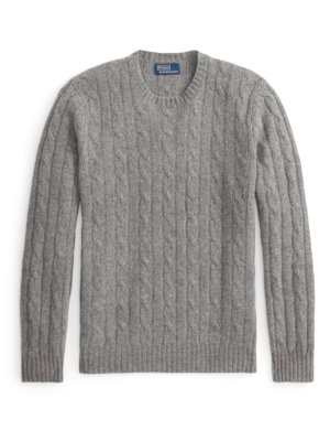 Zopfstrick-Pullover aus Kaschmir mit O-Neck