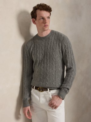 Zopfstrick-Pullover aus Kaschmir mit O-Neck