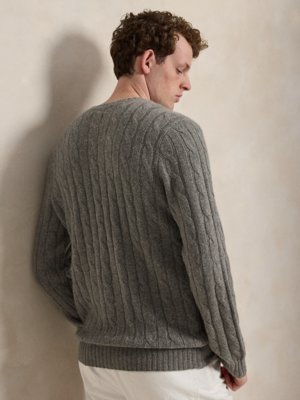 Zopfstrick-Pullover aus Kaschmir mit O-Neck