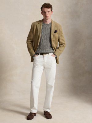 Zopfstrick-Pullover aus Kaschmir mit O-Neck