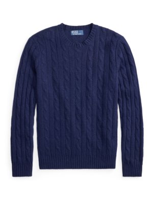 Zopfstrick-Pullover aus Kaschmir mit O-Neck
