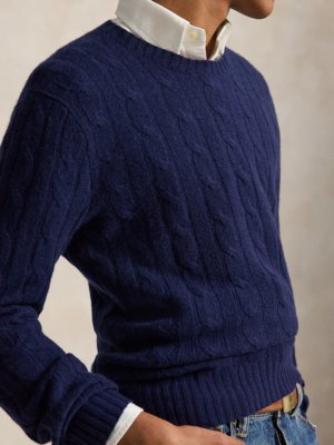 Zopfstrick-Pullover aus Kaschmir mit O-Neck