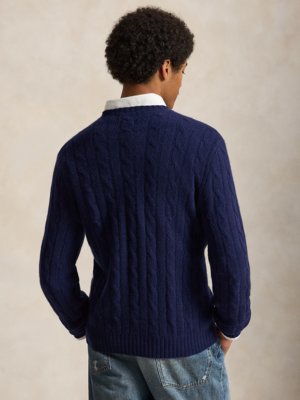 Zopfstrick-Pullover aus Kaschmir mit O-Neck