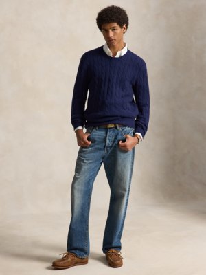 Zopfstrick-Pullover aus Kaschmir mit O-Neck