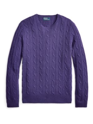 Zopfstrick-Pullover aus Kaschmir mit O-Neck