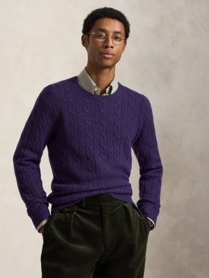 Zopfstrick-Pullover aus Kaschmir mit O-Neck