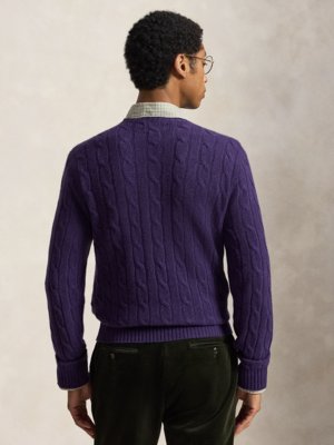 Zopfstrick-Pullover aus Kaschmir mit O-Neck
