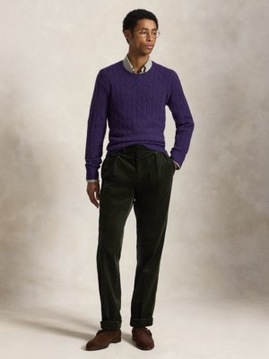 Zopfstrick-Pullover aus Kaschmir mit O-Neck