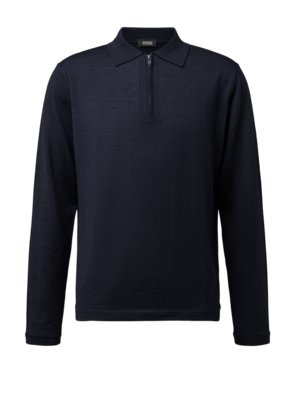 Langarm Strick-Poloshirt mit Reißverschluss