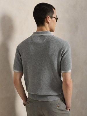 Strick-Poloshirt in Sweat-Qualität mit verdeckter Knopfleiste