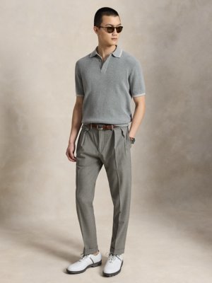 Strick-Poloshirt in Sweat-Qualität mit verdeckter Knopfleiste