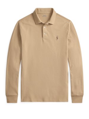 Langarm-Poloshirt mit Stretch-Anteil, Custom Slim Fit