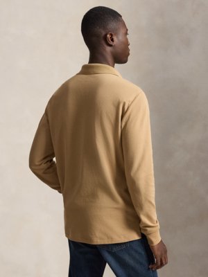 Langarm-Poloshirt mit Stretch-Anteil, Custom Slim Fit