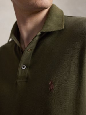 Langarm-Poloshirt mit Stretch-Anteil, Custom Slim Fit