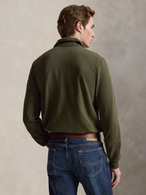 Langarm-Poloshirt mit Stretch-Anteil, Custom Slim Fit