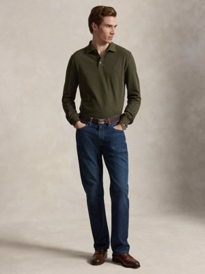 Langarm-Poloshirt mit Stretch-Anteil, Custom Slim Fit