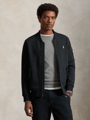 Sweat-Bomberjacke mit Logo-Stickerei, Regular Fit