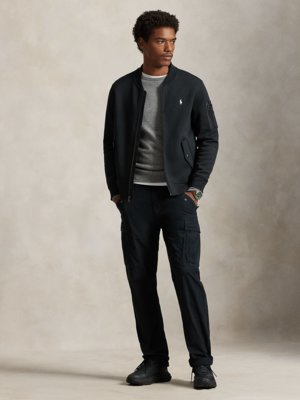 Sweat-Bomberjacke mit Logo-Stickerei, Regular Fit