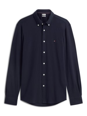 Hemd aus leicht elastischem Baumwoll-Piqué, Slim Fit