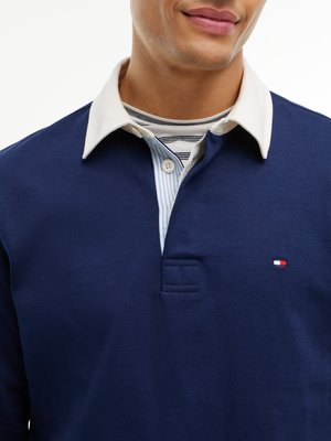 Rugbyshirt aus Baumwolle mit Logo-Stickerei