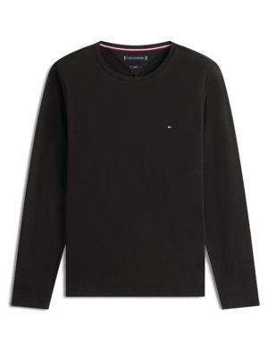 Longsleeve mit Stretch und Logo-Aufnäher, Slim Fit