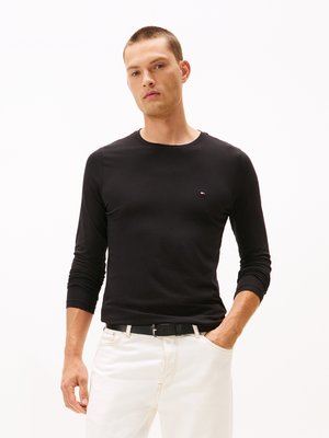 Longsleeve mit Stretch und Logo-Aufnäher, Slim Fit