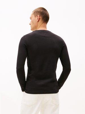 Longsleeve mit Stretch und Logo-Aufnäher, Slim Fit