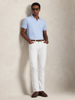 Piqué-Poloshirt mit Stretch und Variokragen, Custom Slim Fit
