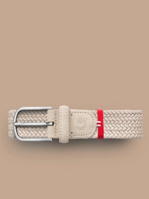 Elastischer Flechtgürtel mit runder Schließe und Leder-Details