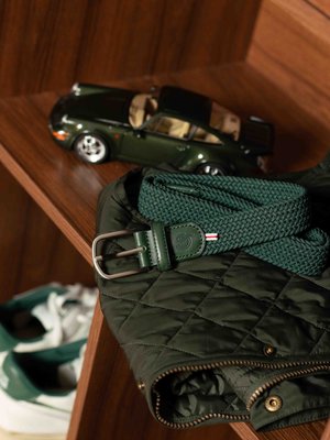 Flechtgürtel mit Stretch und Leder-Details