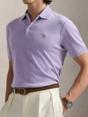 Softes Jersey-Poloshirt mit Pony-Stickerei, Custom Slim Fit