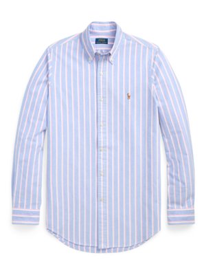 Oxfordhemd mit Streifenmuster und Logo-Stickerei, Custom Fit