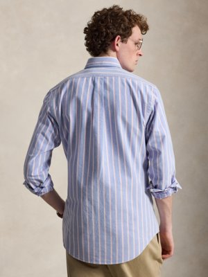 Oxfordhemd mit Streifenmuster und Logo-Stickerei, Custom Fit
