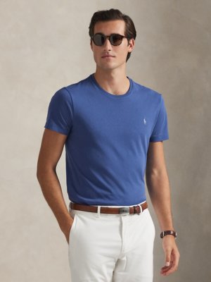 Leichtes T-Shirt mit Pony-Stickerei, Custon Slim Fit