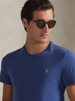 Leichtes T-Shirt mit Pony-Stickerei, Custon Slim Fit