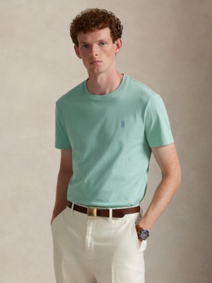 Leichtes T-Shirt mit Pony-Stickerei, Custon Slim Fit