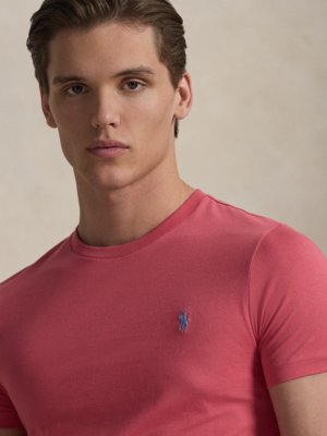 Leichtes T-Shirt mit Pony-Stickerei, Custon Slim Fit