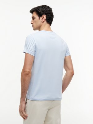 Stretch-T-Shirt mit kleiner Logo-Stickerei, Slim Fit