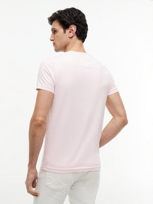 Stretch-T-Shirt mit kleiner Logo-Stickerei, Slim Fit