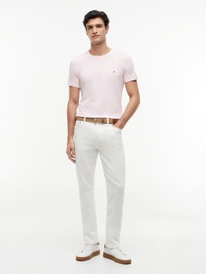 Stretch-T-Shirt mit kleiner Logo-Stickerei, Slim Fit