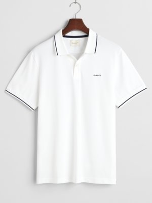 Piqué-Poloshirt aus Baumwolle mit Kontraststreifen, Regular Fit
