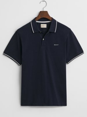 Piqué-Poloshirt aus Baumwolle mit Kontraststreifen, Regular Fit