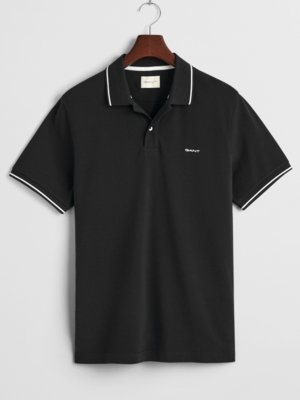 Piqué-Poloshirt aus Baumwolle mit Kontraststreifen, Regular Fit