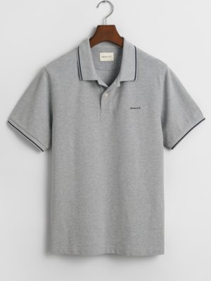 Piqué-Poloshirt aus Baumwolle mit Kontraststreifen, Regular Fit